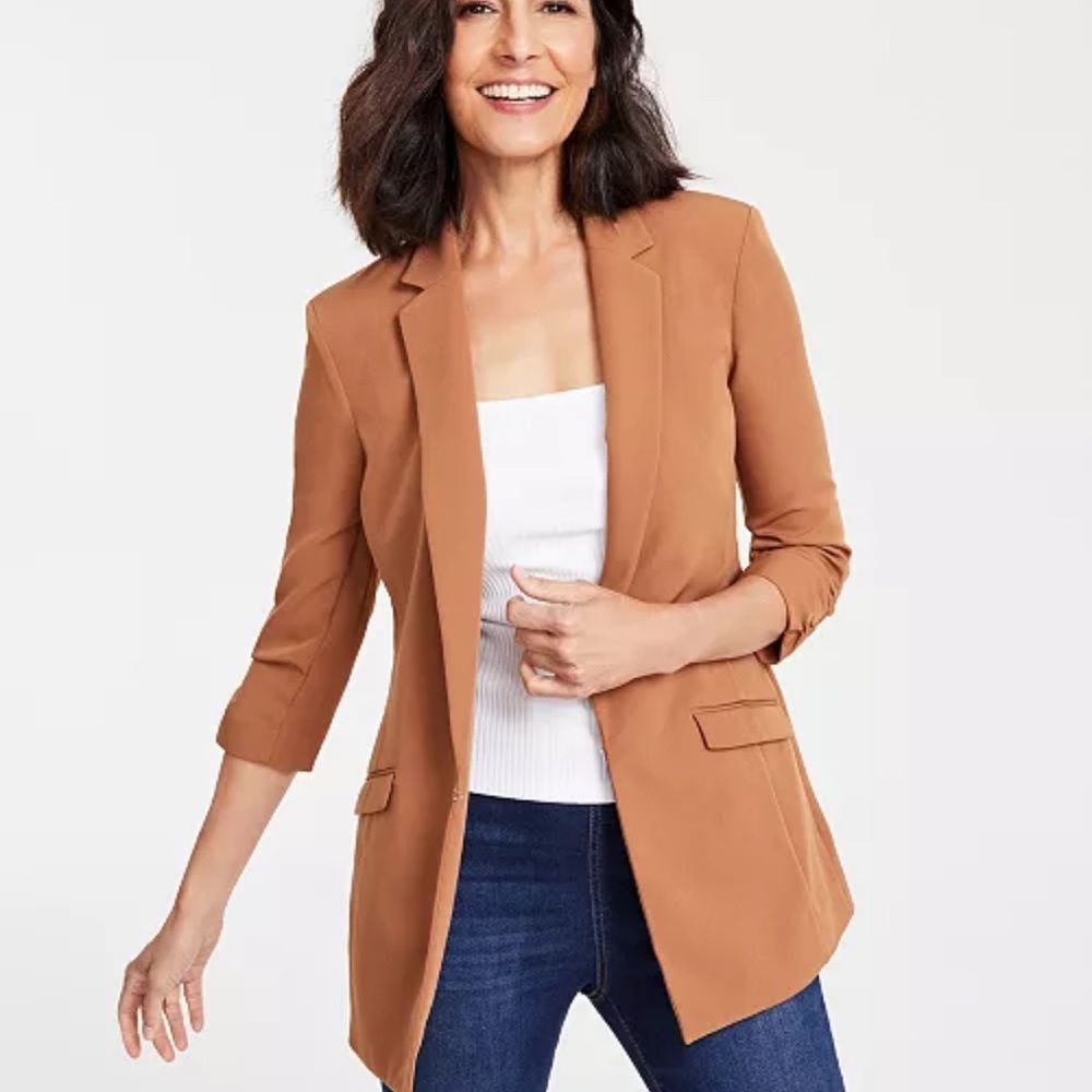 INC International Concepts Tan Blazer Structured Tailored Design